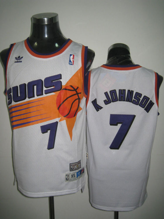 Phoenix Suns K Johnson White Orange Blue Jersey